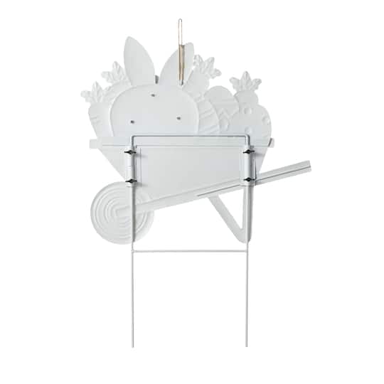 Glitzhome® 24" Metal Easter Wheel Barrow Yard Stake